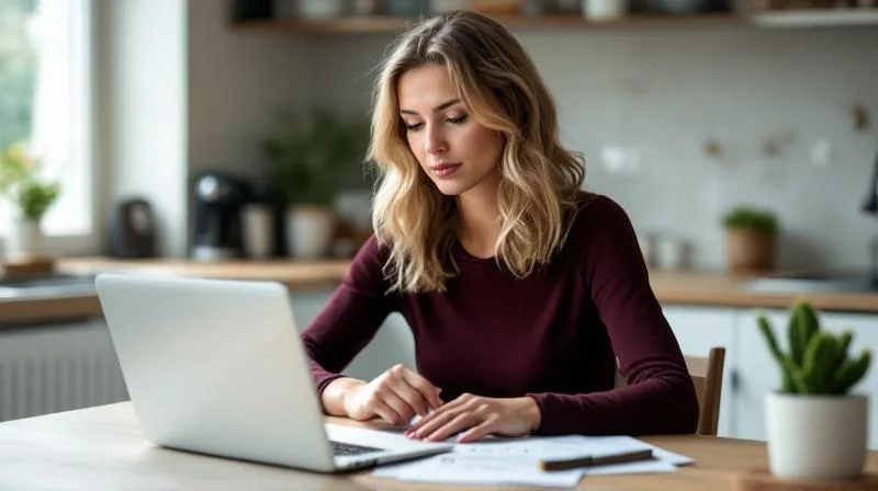 Mann sitzt mit Taschenrechner und Unterlagen am Schreibtisch und plant seine Weiterbildung