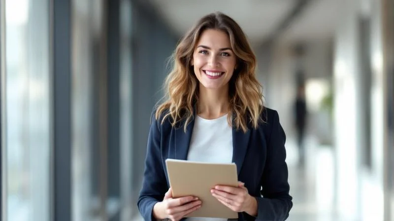 Frau freut sich ueber ihren IHK-Abschluss in Ludwigsburg